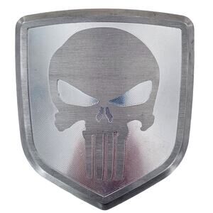 CNC Machined Aluminum Billet Badges Emblem Dodge Grill Polished Face Punisher